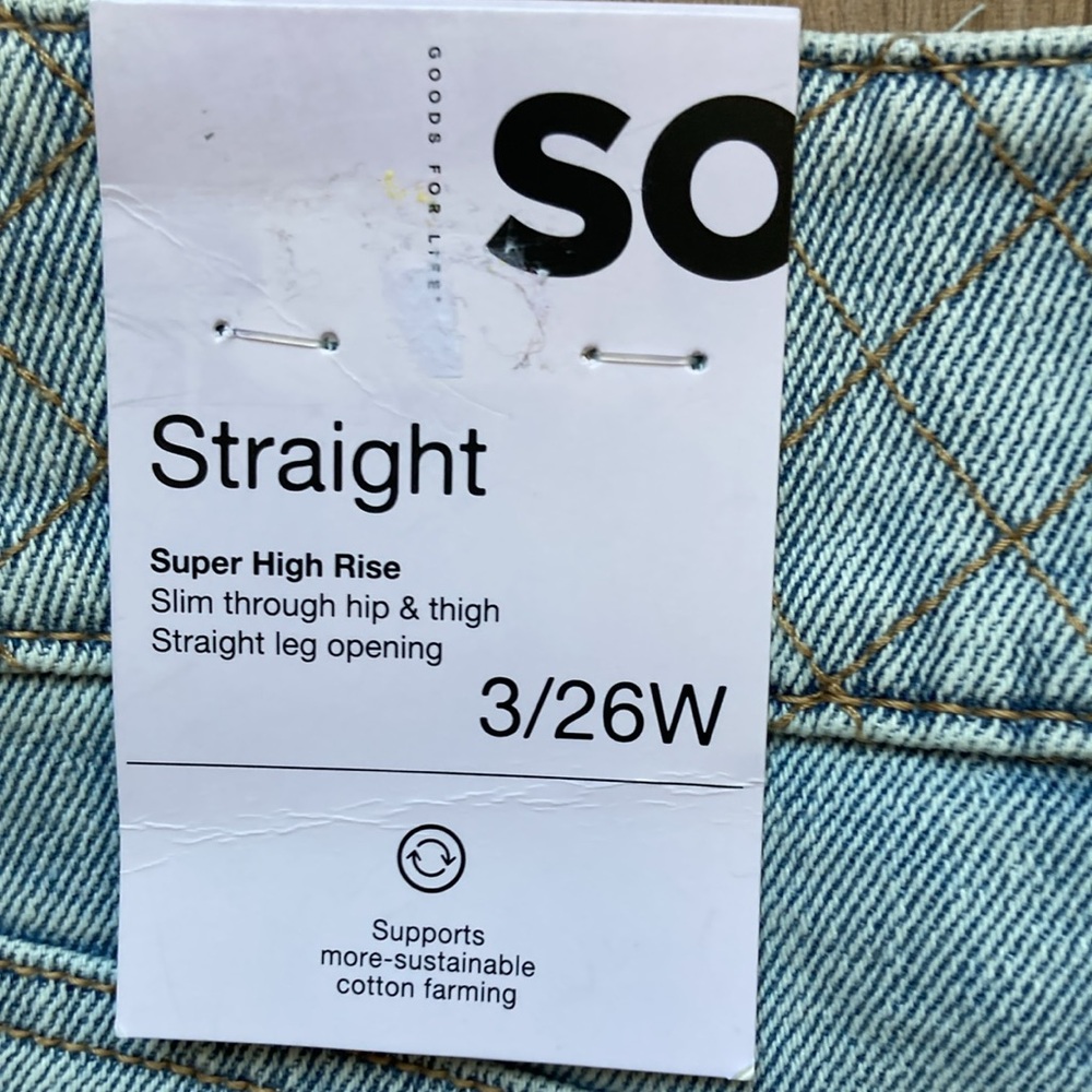 So Super high rise straight woven denim jean pant quilted design waistband 3 26 - Picture 17 of 17